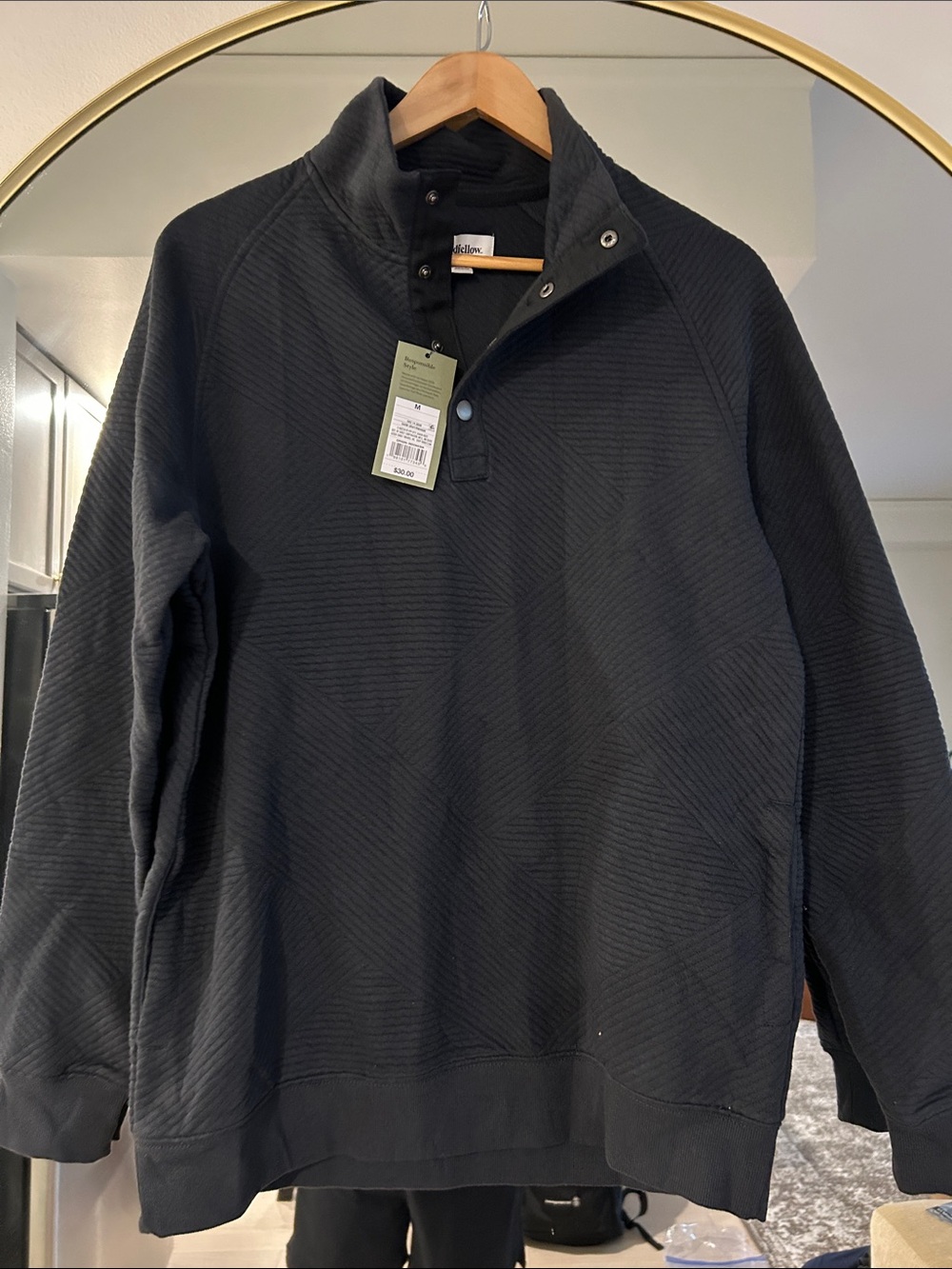 Goodfellow & Co Black Quilted Zip-Style Pullover Sweater